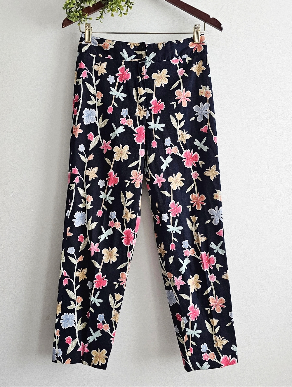Vintage Talbots Petites Floral Pants Size 2 Stretch High Rise Ankle Crop